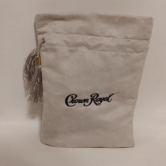Crown Royal Monarch 75th Anniversary Gray/Silver Faux Suede Drawstring Bag - Picture 1 of 4